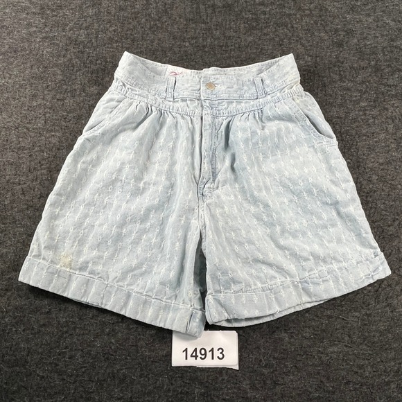 Dirty Dancing Pants - Dirty Dancing Boyfriend Shorts Women 13/14 Blue Cotton Slash Pockets Embroidered